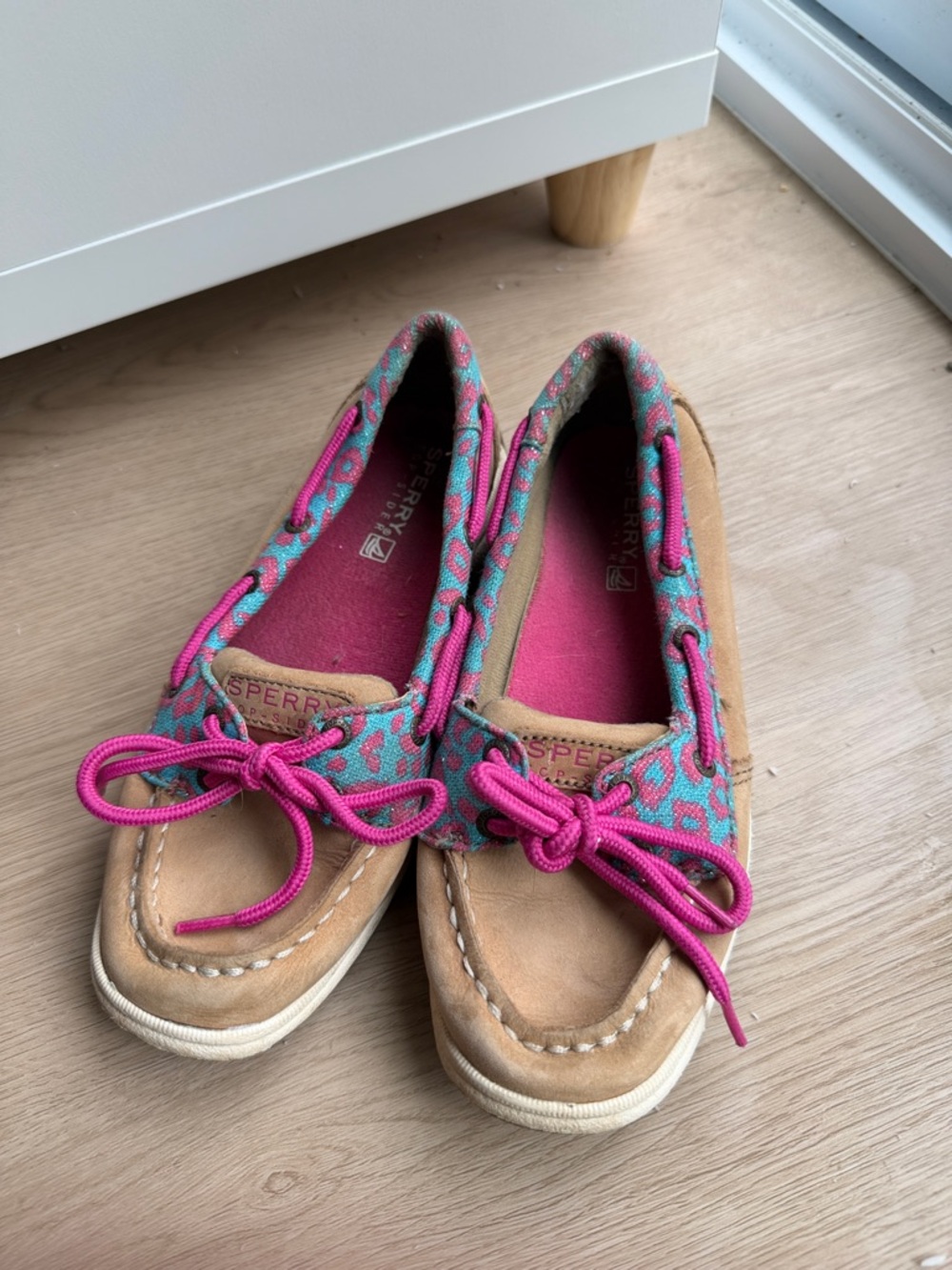 Sperry Kids Laguna Pink & Teal Leopard Boat Shoes